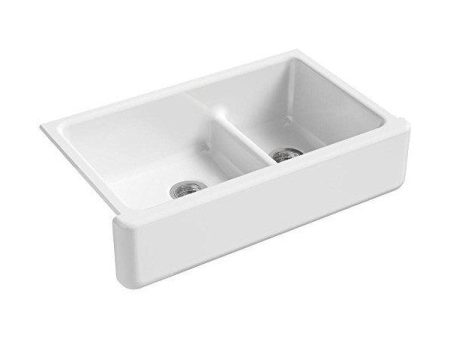 KOHLER Whitehaven K-6427-0 35  White Double-Bowl Undermount Kitchen Sink with Tall Apron Online now