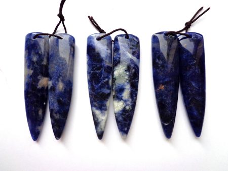 AAA Natural Sodalite Gemstone Earrings, 13x55mm Fang Tooth Shape Earrings, Beautiful Deep Blue Earrings, Great Quality Gemstone Jewelry! Sale