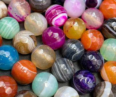 Natural Multicolor Botswana Agate Gemstone Bead Faceted 6mm 8mm 10mm 12mm Round Beads, Beautiful Multicolor Botswana Agate Beads 15.5  For Sale