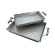 AuldHome 15  Silver Gray Galvanized Farmhouse Trays (Set of 2, Small & Medium) Discount