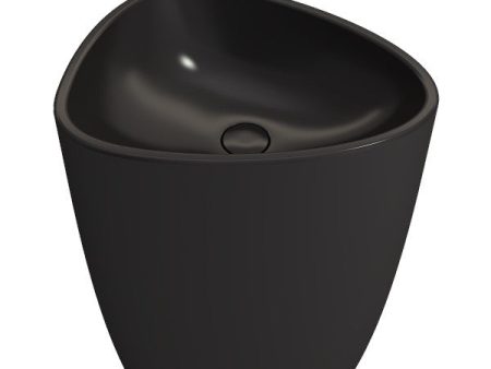 BOCCHI Etna 33  Matte Black Monoblock Pedestal Bathroom Sink Fireclay w  Matching Drain Cover Fashion