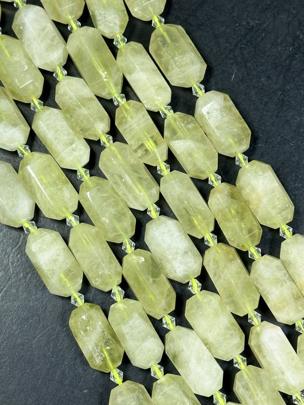 NATURAL Lemon Quartz Gemstone Bead Faceted 24x13mm Barrel Shape, Beautiful Lemon Yellow Color Quartz Gemstone Bead Great Quality 15.5  Online