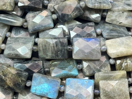 AAA Mystic Natural Labradorite Gemstone Bead Faceted 10x14mm, 12x18mm, 15x20mm Rectangle Shape, Gorgeous Natural Gray Blue Labradorite Gemstone Bead Cheap