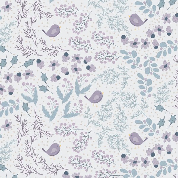 Birds Cotton Fabric Multi Color CLTY4127-55 Winter Gardens by Meags & Me for Clothworks Supply