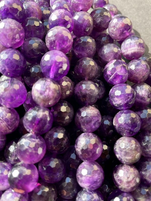 AAA Natural Amethyst Gemstone Bead Faceted 6mm 8mm 10mm 12mm Round Bead, Gorgeous Natural Purple Color Amethyst Beads 15.5  Online now