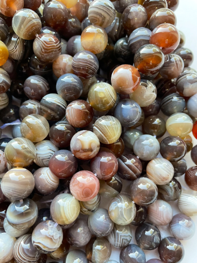 Natural Botswana Agate Gemstone Bead 4mm 6mm 8mm 10mm 12mm Round Bead, Gorgeous Gray Orange Brown Color Botswana Agate, 15.5  Strand Online