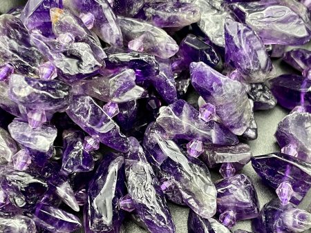 AAA Natural Amethyst Gemstone Bead 25x8mm Freeform Point Shape, Gorgeous Natural Purple Color Amethyst Bead Online now