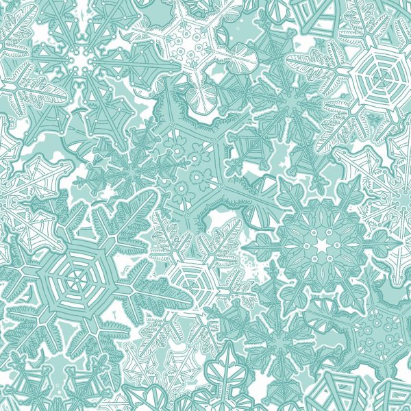 Crystalline Cotton Fabric Teal CLTY3616-103 Scandinavian Winter  by McKay Manor Musers for Clothworks Discount