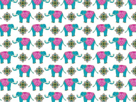 Metallic Small Wonder Elephants Cotton Fabric White BEN13315M-09 by Painted Sky Studio for Benartex Online Hot Sale