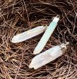 Natural Mystic Quartz Pendant, 10x48mm, Stick Shape Pendant, Beautiful White Color Mystic Quartz Pendant Cheap