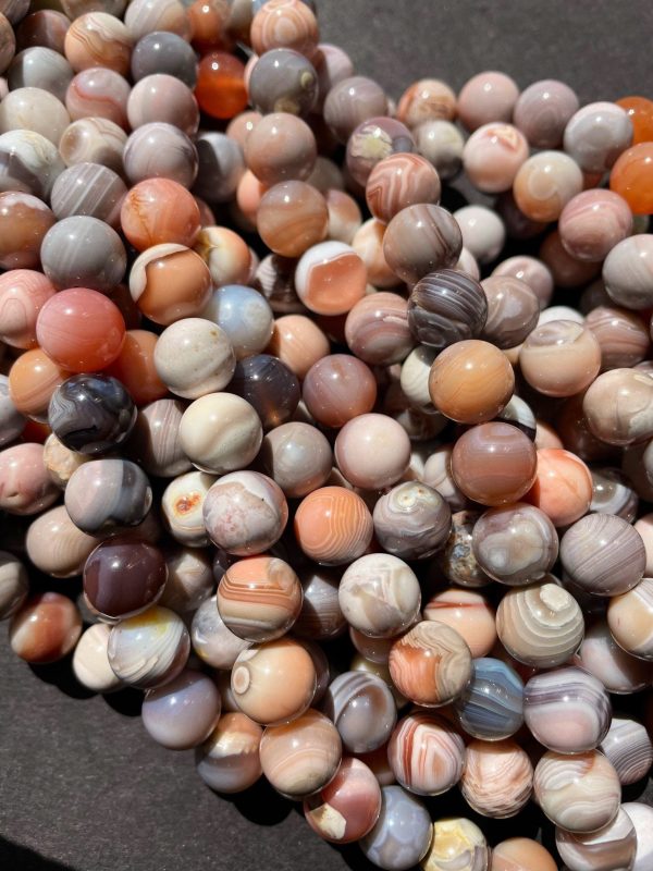 AAA Natural Pink Botswana Gemstone Bead 6mm 8mm 10mm Round Beads, Beautiful Pink Gray Color Botswana Agate Gemstone Bead Discount