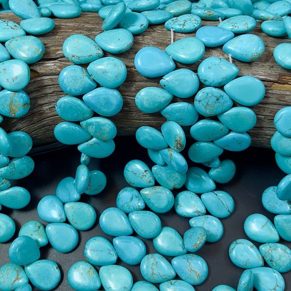 Natural Blue Turquoise Howlite Gemstone Beads - Beautiful 18mm Teardrop Shape for Jewelry Making and Crafts - Full Strand 10  For Sale