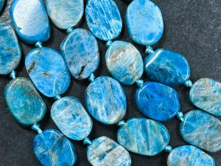 AAA Natural Apatite Gemstone Bead 16x11mm Oval Tablet Shape Bead, Beautiful Natural Blue Color Apatite Beads Excellent Quality 15.5  Strand Supply