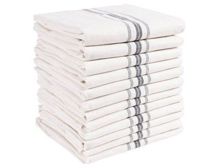 KAF Home 15  Charcoal Classic Farmhouse Stripe Kitchen Towels - Set of 12 Online Hot Sale