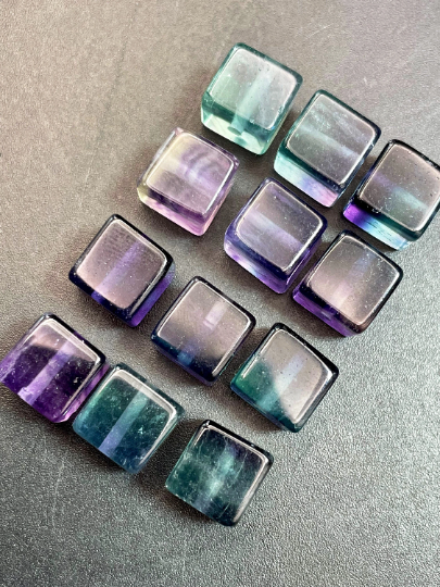 AAA Natural Fluorite Gemstone Bead 8mm Cube Shape, Gorgeous Natural Green Purple Fluorite LOOSE BEADS Online Hot Sale