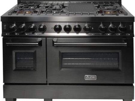 ZLINE 48  Black Stainless 6.0 cu.ft. 7 Gas Burner Electric Oven Range on Sale