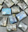 Natural Labradorite Gemstone Bead Faceted 14x18mm Rectangle Shape, Gorgeous Natural Gray Labradorite Blue Flash LOOSE BEADS Online Hot Sale