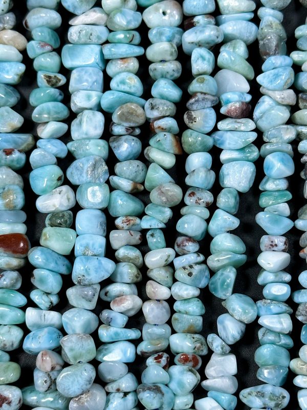 Natural Larimar Gemstone Bead 6-10mm Freeform Pebble Shape Beads, Gorgeous Natural Blue Color Larimar High Quality Gemstone Bead 15.5  Fashion