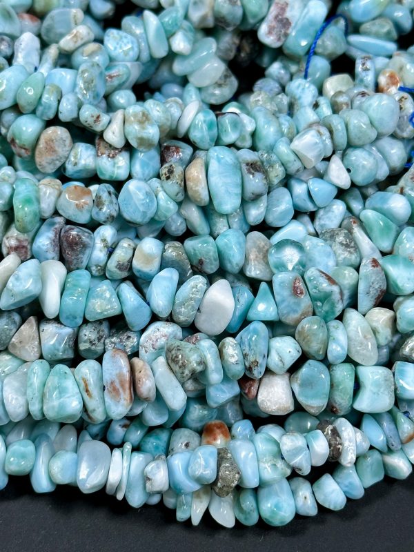 Natural Larimar Gemstone Bead 6-10mm Freeform Pebble Shape Beads, Gorgeous Natural Blue Color Larimar High Quality Gemstone Bead 15.5  Fashion