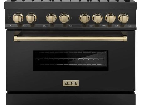 ZLINE Autograph Edition 36  Black Stainless Steel 4.6 cu. ft. Dual Fuel Freestanding Gas Range For Sale