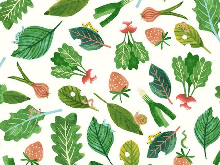 Veggies Cotton Fabric Light Cream CLTY3254-2 Dale Farm by Rebecca Jones for Clothworks Fashion