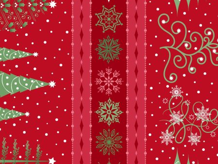 Border Stripe Cotton Fabric Red MAS10351-R Christmas Night by Monique Jacobs for Maywood Studio For Discount