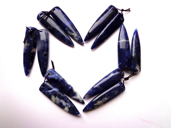 AAA Natural Sodalite Gemstone Earrings, 13x55mm Fang Tooth Shape Earrings, Beautiful Deep Blue Earrings, Great Quality Gemstone Jewelry! Sale