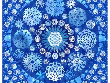 Snowflake Cotton Fabric Panel Blue MASD10190-N Paper Flurries by Maywood Studio For Discount