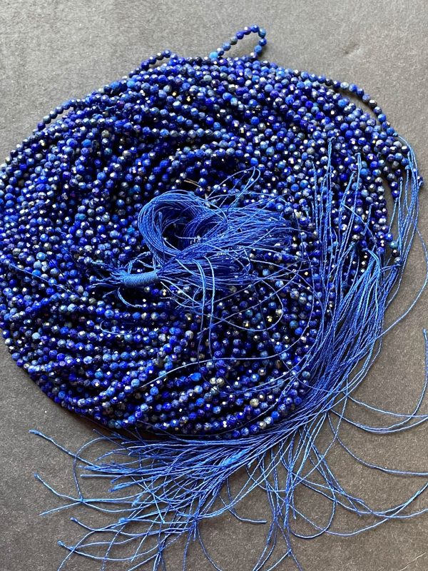 AAA Natural Lapis Lazuli Gemstone Bead Faceted 2mm Round Beads, Gorgeous Natural Royal Blue Color Lapis Lazuli Gemstone Beads Discount