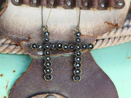 Sunflower Cross Black Crystal Earrings Cheap