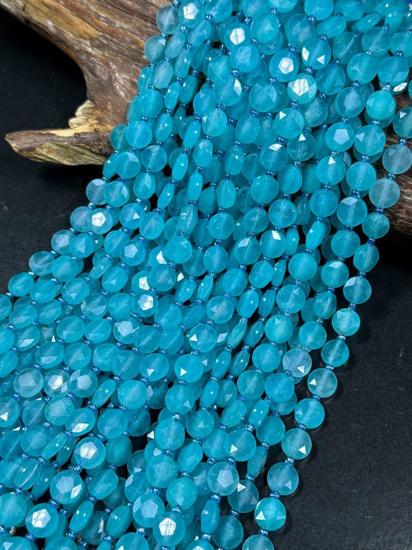 Natural Amazonite Gemstone Bead Faceted 10mm Coin Shape Bead, Beautiful Natural Blue Green Color Amazonite Beads, Great Quality 15.5  Strand Online Hot Sale