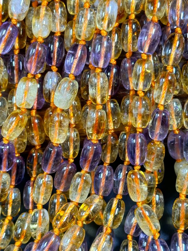 AAA NATURAL Ametrine Gemstone Bead 11x7mm Tube Shape, Beautiful Natural Orange Purple Color Citrine Amethyst Gemstone Bead Excellent Quality Hot on Sale