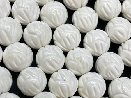 AAA Natural Hand Carved Shell Bead 8mm 10mm 12mm Round Beads, Unique Hand Carved White Shell High Quality Beads Online Sale