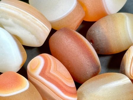 NATURAL Matte Botswana Agate Gemstone Bead 19x13mm Barrel Shape Bead, Beautiful Orange White Color Botswana Agate Beads, LOOSE Beads For Discount