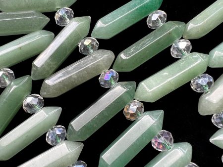 Natural Green Aventurine Gemstone Faceted Point Shape 8x32mm Gorgeous Natural Green Jade Color Loose Jade Full Strand 15.5  Fashion