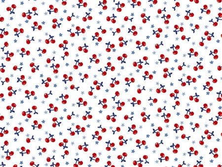 21  EOB Cherries Cotton Fabric White SEF7488-01EOB Star Spangled Beach by Sharon Lee for Studio E For Discount