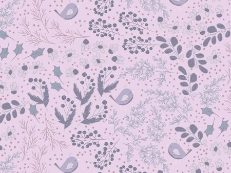 Birds Cotton Fabric Light Lilac CLTY4127-143 Winter Gardens by Meags & Me for Clothworks For Discount