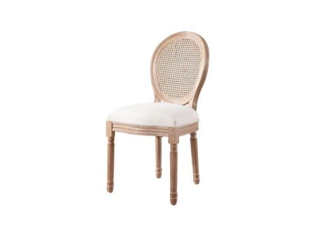 Recaceik 19  Beige Farmhouse Dining Chairs with Rattan Round Back - Set of 2 Fashion