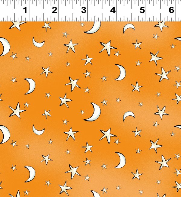 Night Sky Cotton Fabric Orange Y4116-36 Halloween Parade by Anita Jeram for Clothworks Online Sale