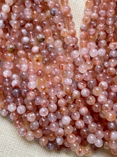 AAA Natural Ferruginous Fire Hematoid Quartz Gemstone Bead 6mm 8mm 10mm Round Bead, Beautiful Red Crystal Quartz Bead, Full Strand 15.5  Supply