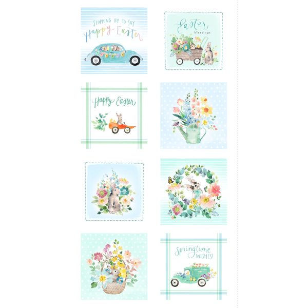 Spring Blocks Cotton Fabric Panel CLTY4006-17 Spring Has Sprung by Heatherlee Chan for Clothworks Online Sale