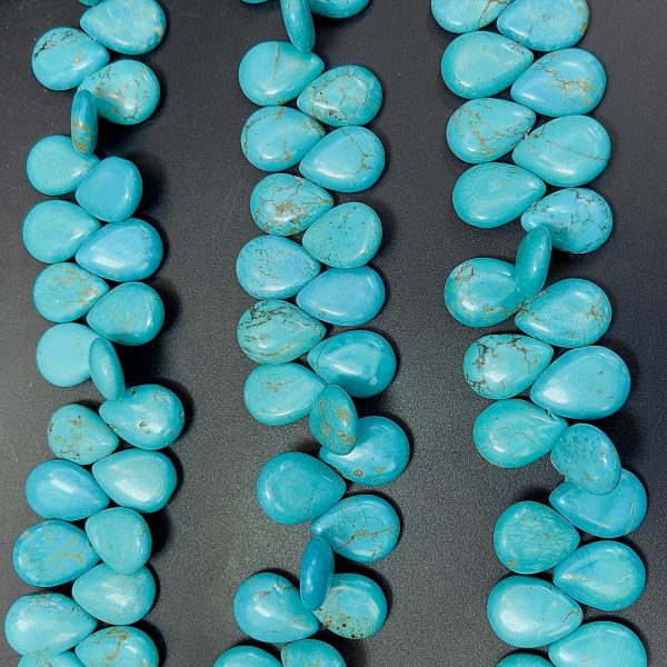 Natural Blue Turquoise Howlite Gemstone Beads - Beautiful 18mm Teardrop Shape for Jewelry Making and Crafts - Full Strand 10  For Sale