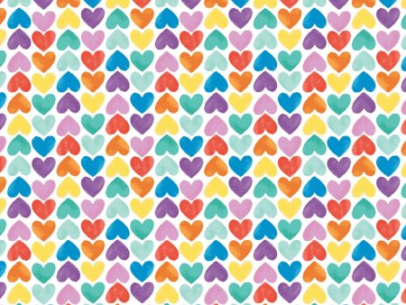 Watercolor Hearts Cotton Fabric White CAM21200113-01 Art Class by Camelot Fabrics Sale