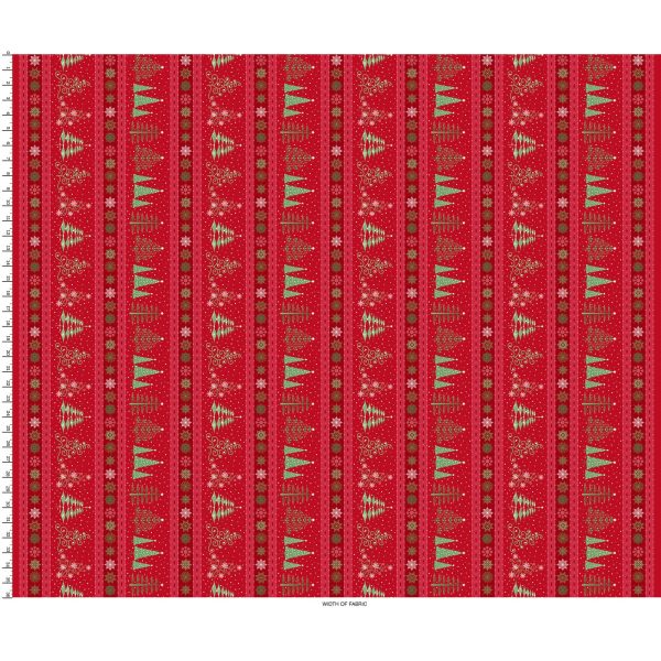 Border Stripe Cotton Fabric Red MAS10351-R Christmas Night by Monique Jacobs for Maywood Studio For Discount