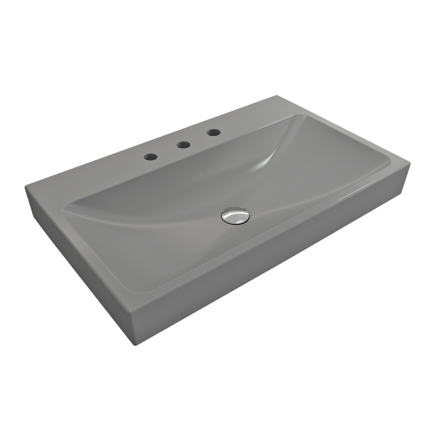 BOCCHI Scala Arch 32  Matte Gray 3 Hole Wall-Mounted Fireclay Bathroom Sink on Sale