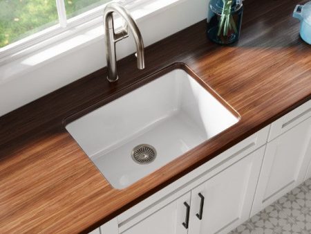 Latoscana LUM2719W 27  White Single Bowl Fireclay Drop-in or Undermount Sink For Sale