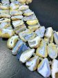 NATURAL Blue Lace Agate Gemstone 23x11 to 40x20mm Flat Freeform Shape Bead. Beautiful Blue White Color Loose Beads. Full Strand 15.5  Fashion