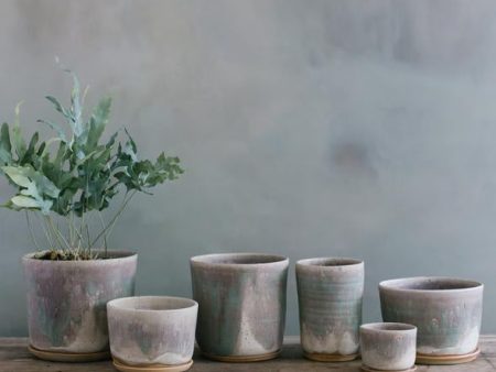 Leaf & Thread Stoneware Planter - New Green For Discount