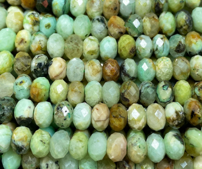 NATURAL Chrysocolla Gemstone Faceted Rondelle Shape 6x4mm Bead. Gorgeous Green Brown Color. Great Quality Full Strand 15.5  For Sale