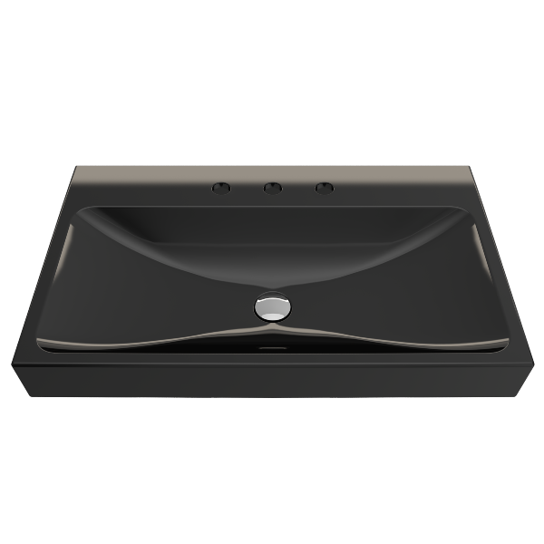 BOCCHI Scala Arch 32  Black 3 Hole Wall-Mounted Fireclay Bathroom Sink Online Hot Sale